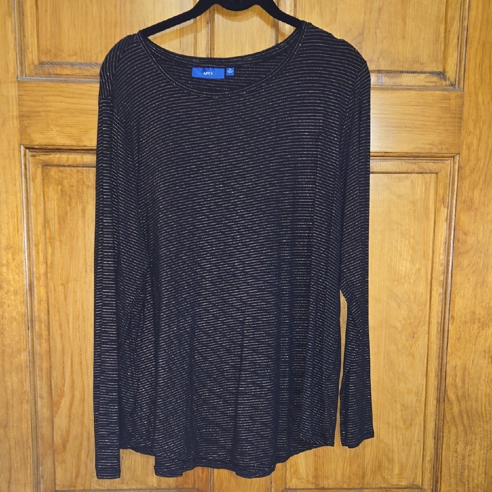 Apt. 9 Black and Gold Striped Women's Top
